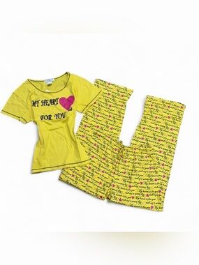 Y2K Deadstock pajama ‘my heart is for you’ pjs set💛